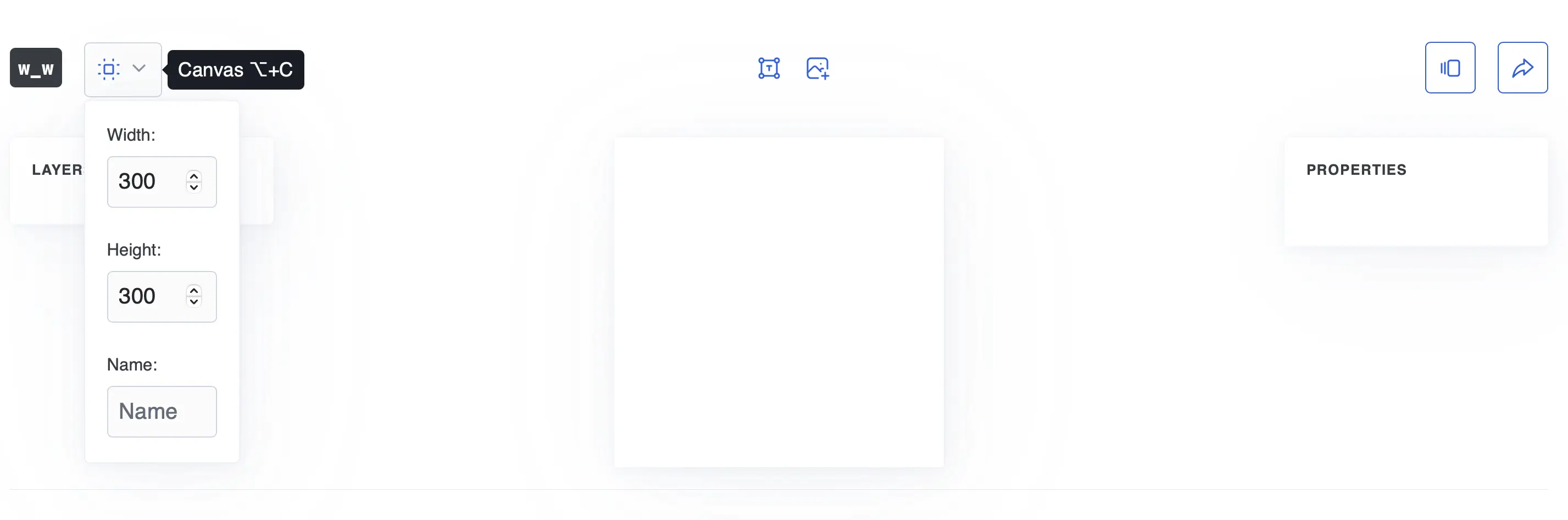 canvas interface to build a template