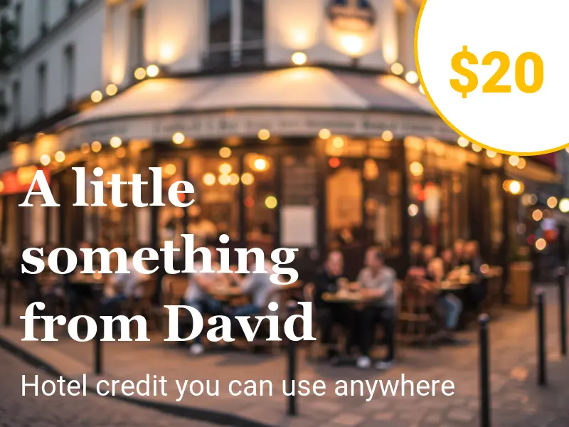 Referral invite from David for a $20 discount on your next hotel trip
